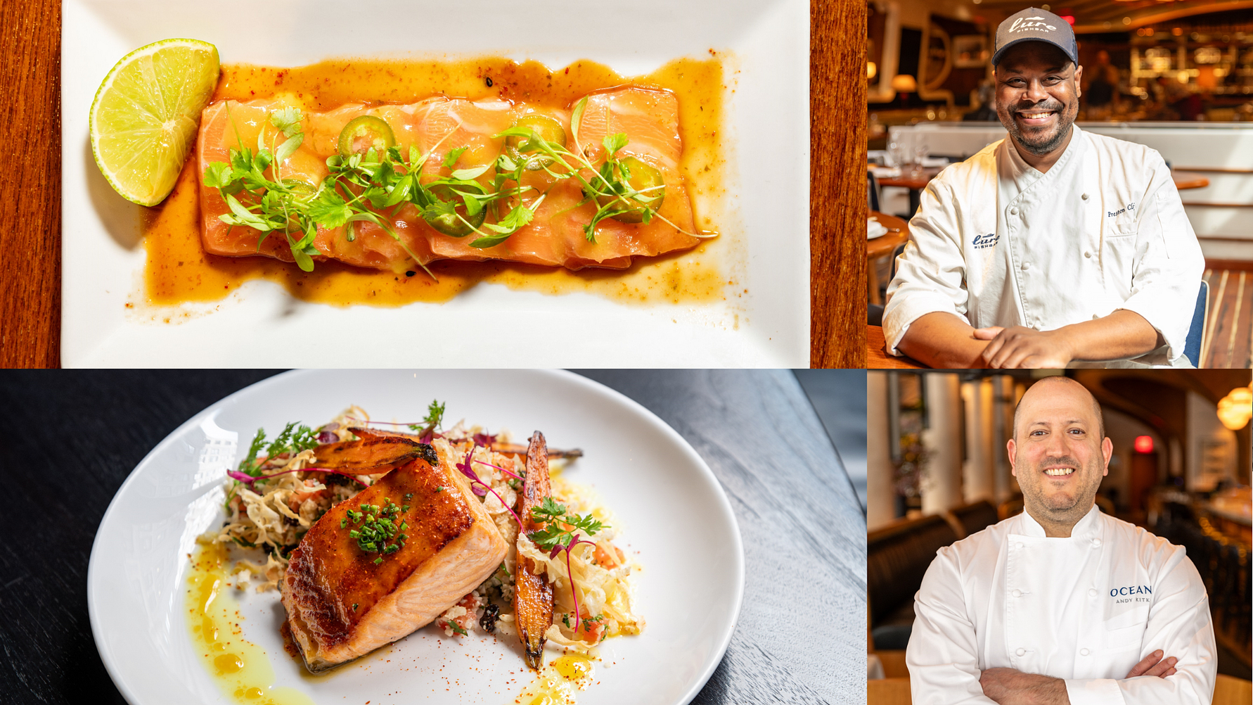 "Sea to Table"-kampanje i New York fra Norges sjømatråd, med chef Preston Clark fra Lure Fishbar og chef Andy Kitko fra restauranten Oceans.