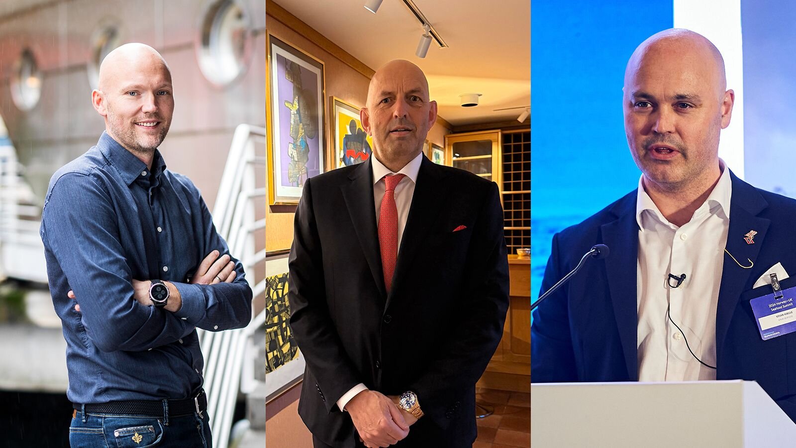 Nye ledere av markedsgruppene: Erik Holvik (til venstre), Leif Haagensen og Stian Hjelle. Foto: Privat/Norges sjømatråd