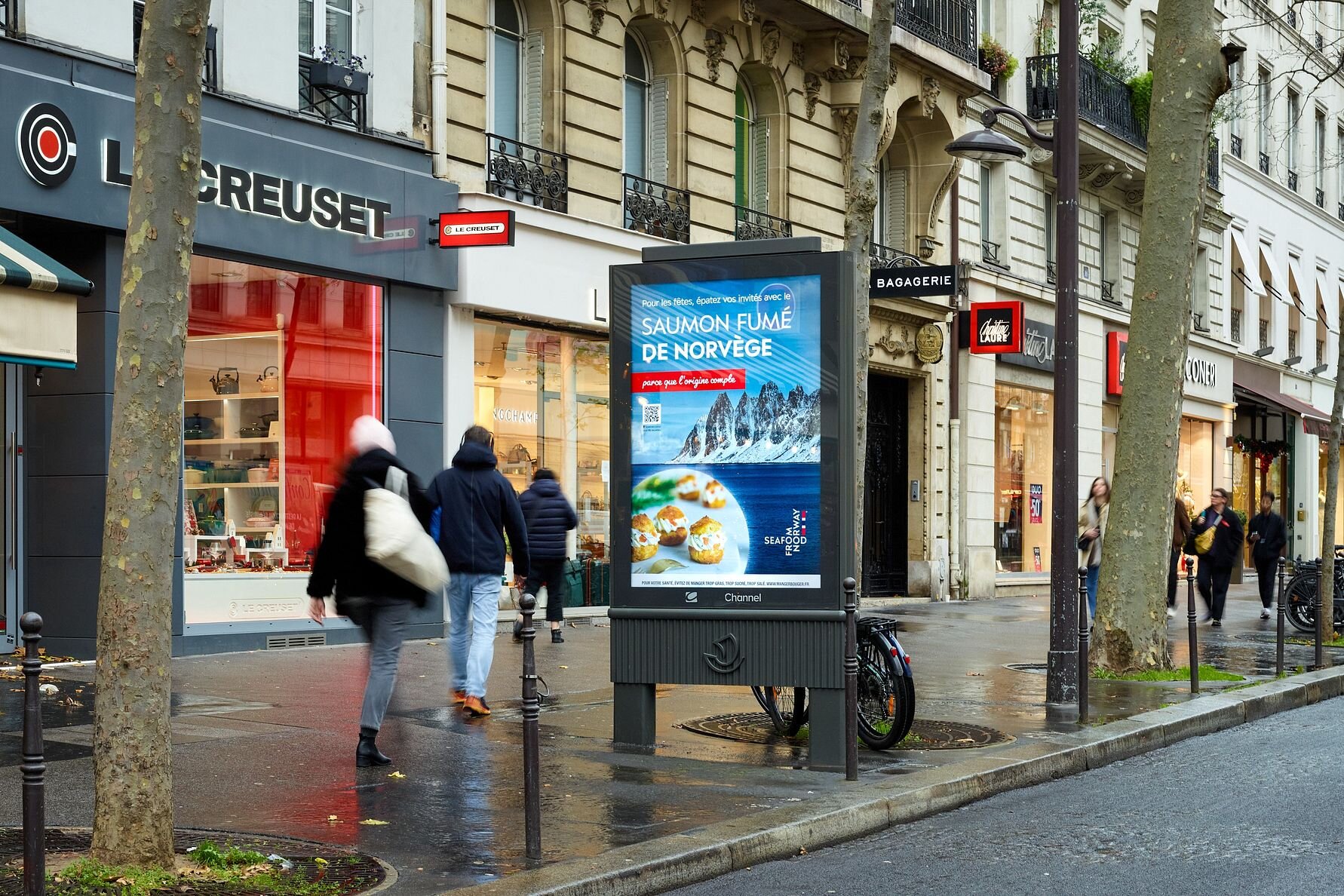 Utendørsreklame for norsk laks i Frankrike