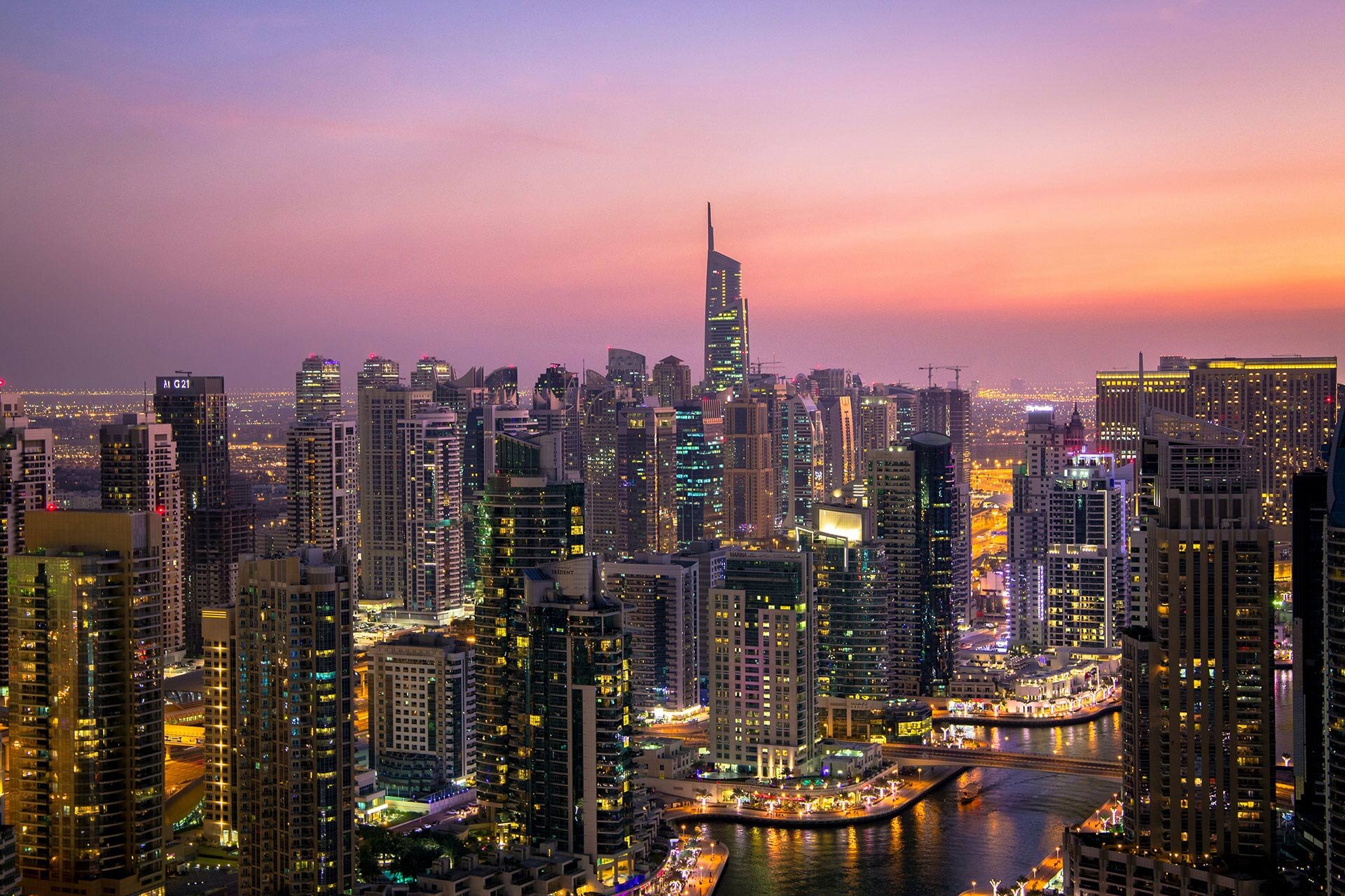Dubai skyline sunset
