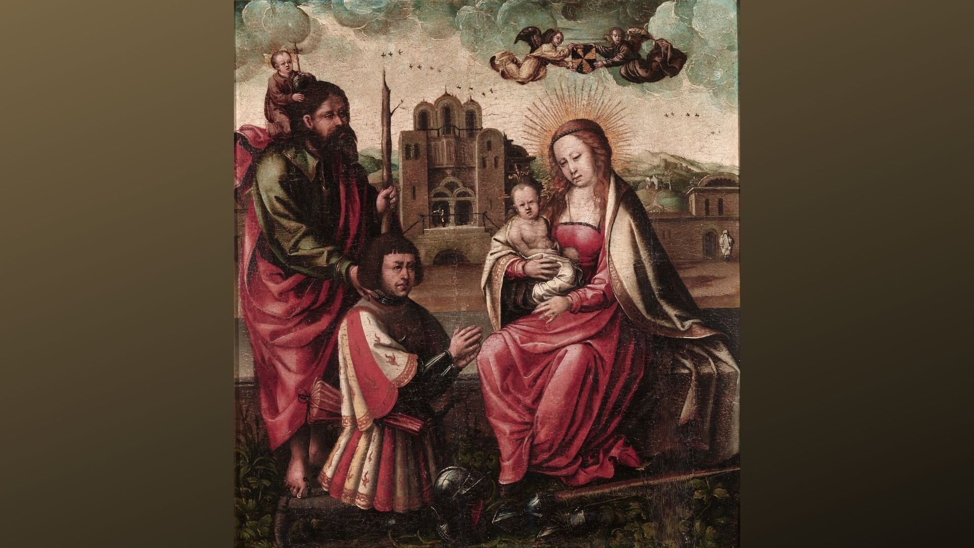 Bilde av maleriet La Virgen de Cristóbal Colón som henger i et museum i Madrid i Spania