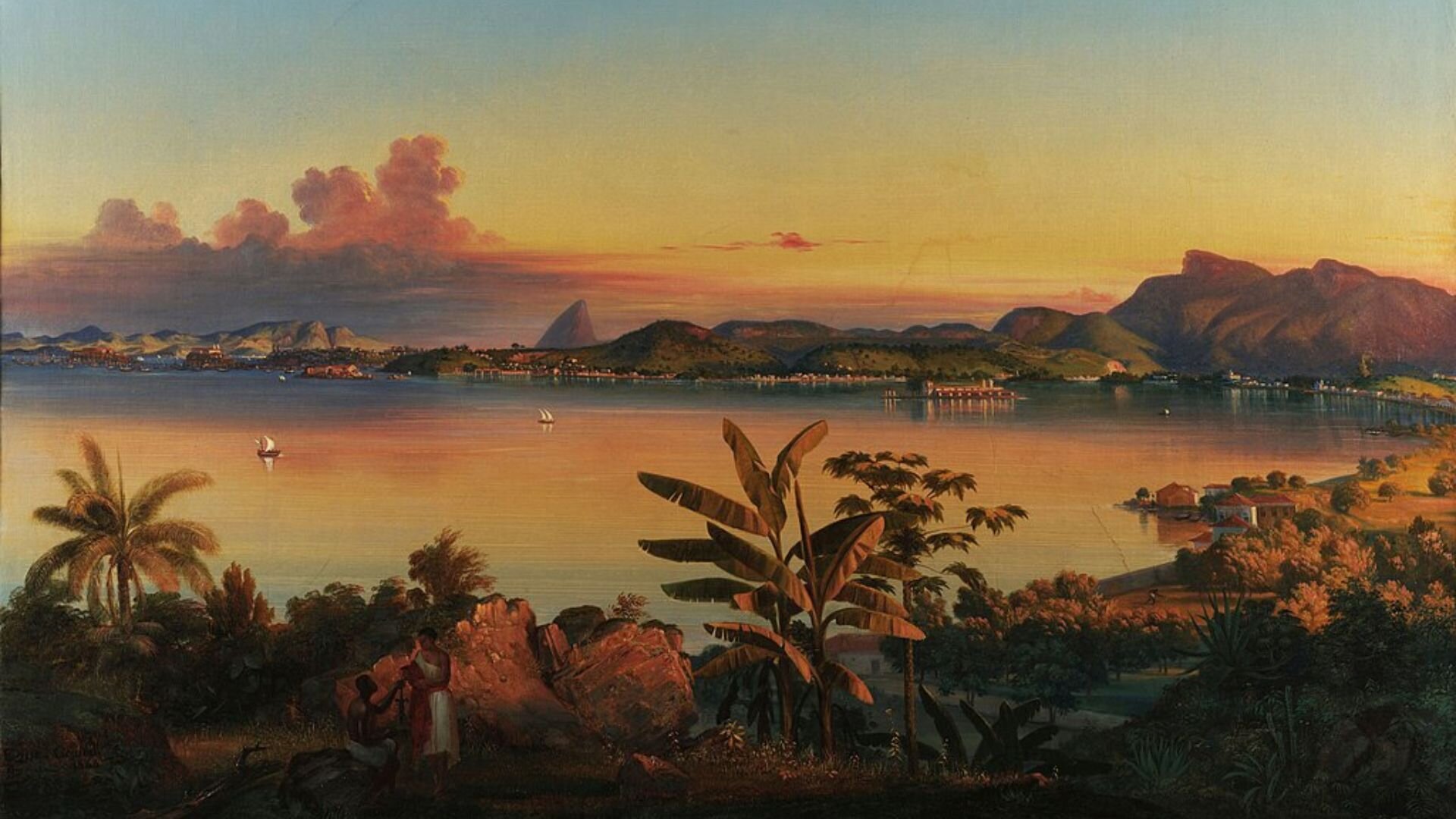 Rio de Janeiro oljemaleri fra 1844 av Alessandro Ciccarello 16x9